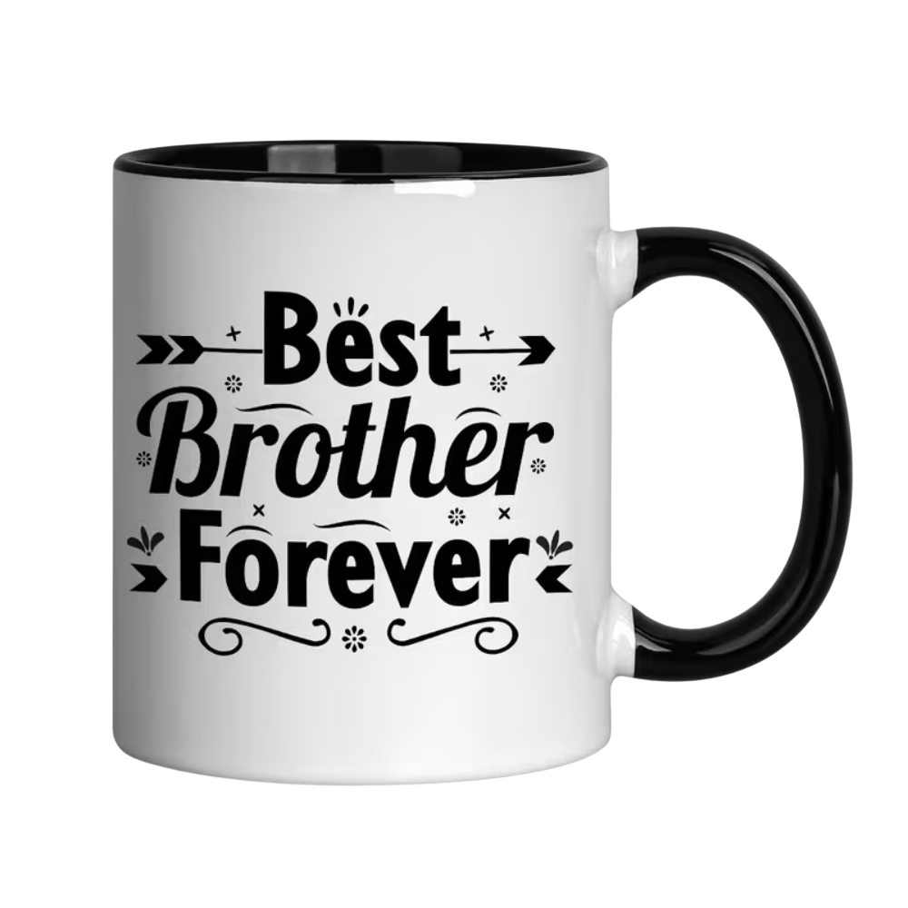 One Ceramic Coffee Mug, 11 Ounces, Featuring The Phrase 'Best for brother Forever'.