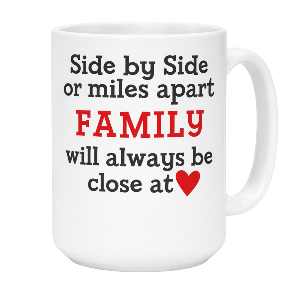 Personalized Sisters Names 15oz Ceramic Coffee Mug With Heartstring Design