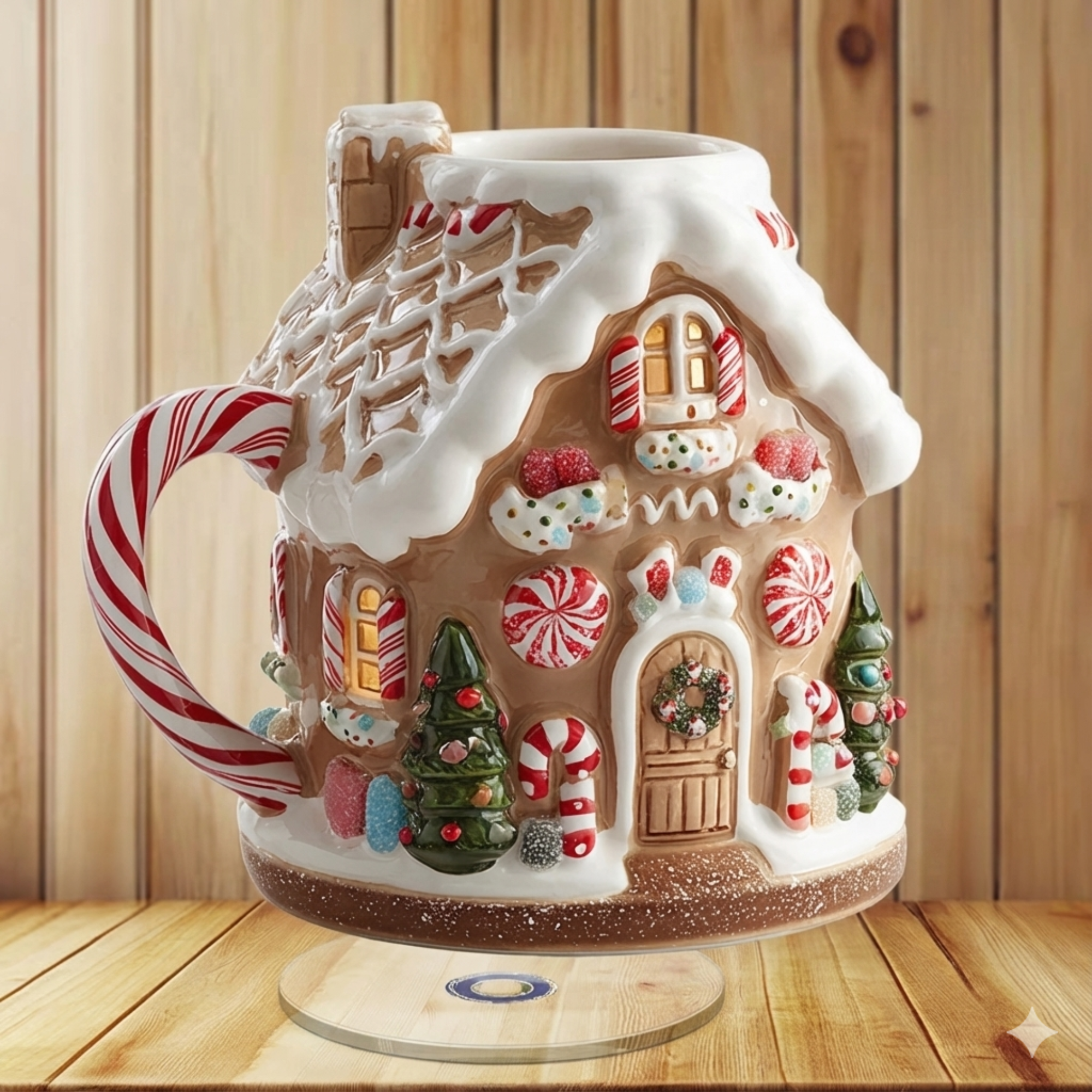 2D Flat Rotating Acrylic Gingerbread House Cup
