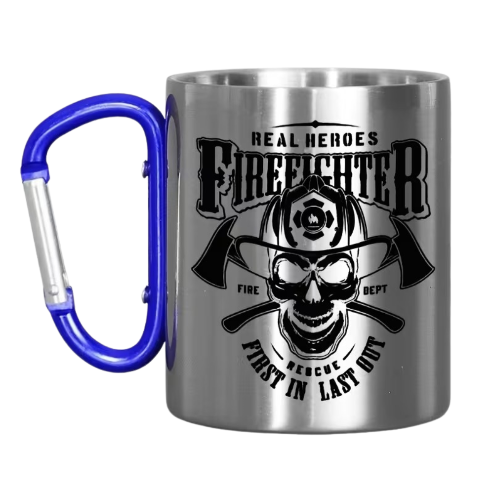 Real Heroes Fire Fighter Text Print 10oz Coffee Mug With Graphic Design