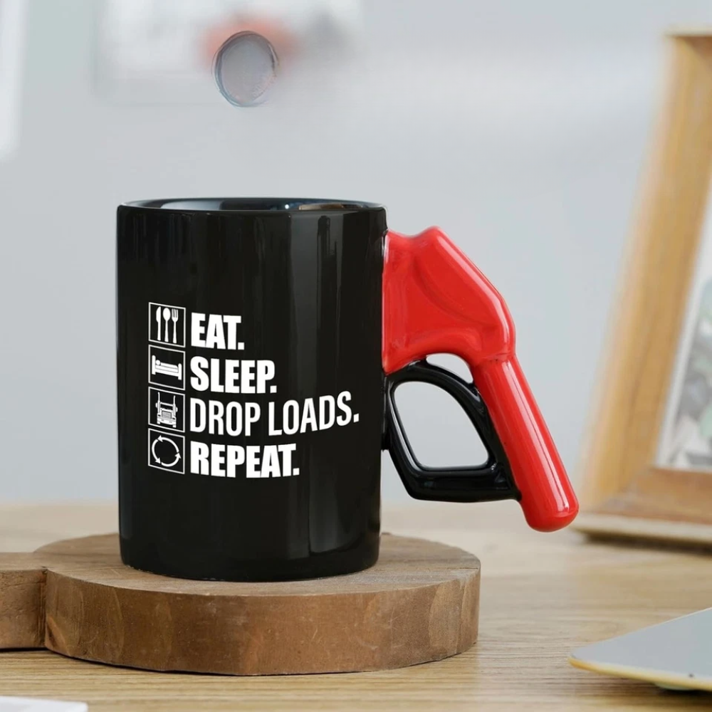 Eat Sleep Drop Loads Repeat Printed Truck Driver Themed Mug