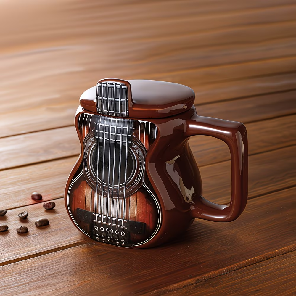 Large Guitar Shaped Music Themed Ceramic Coffee Mug