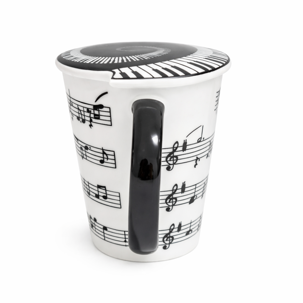 Music Notes Staves Text Printed Musician 11 Oz Coffee Mug with Lid