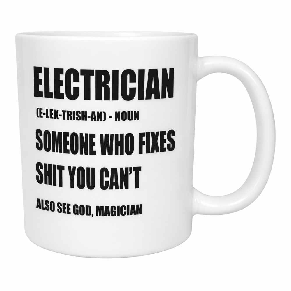 Funny Electrician Definition Themed Ceramic Coffee Mug