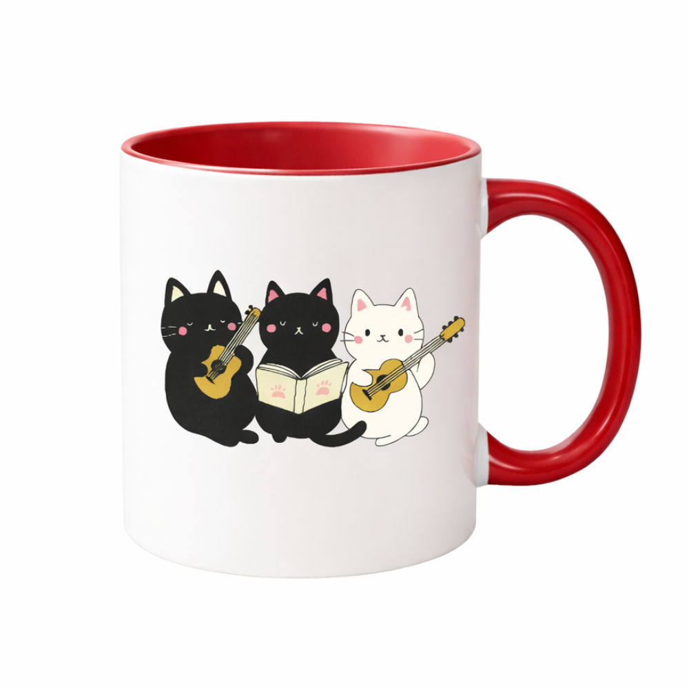 Cat Musician Graphic Themed 11oz Ceramic Coffee Mug