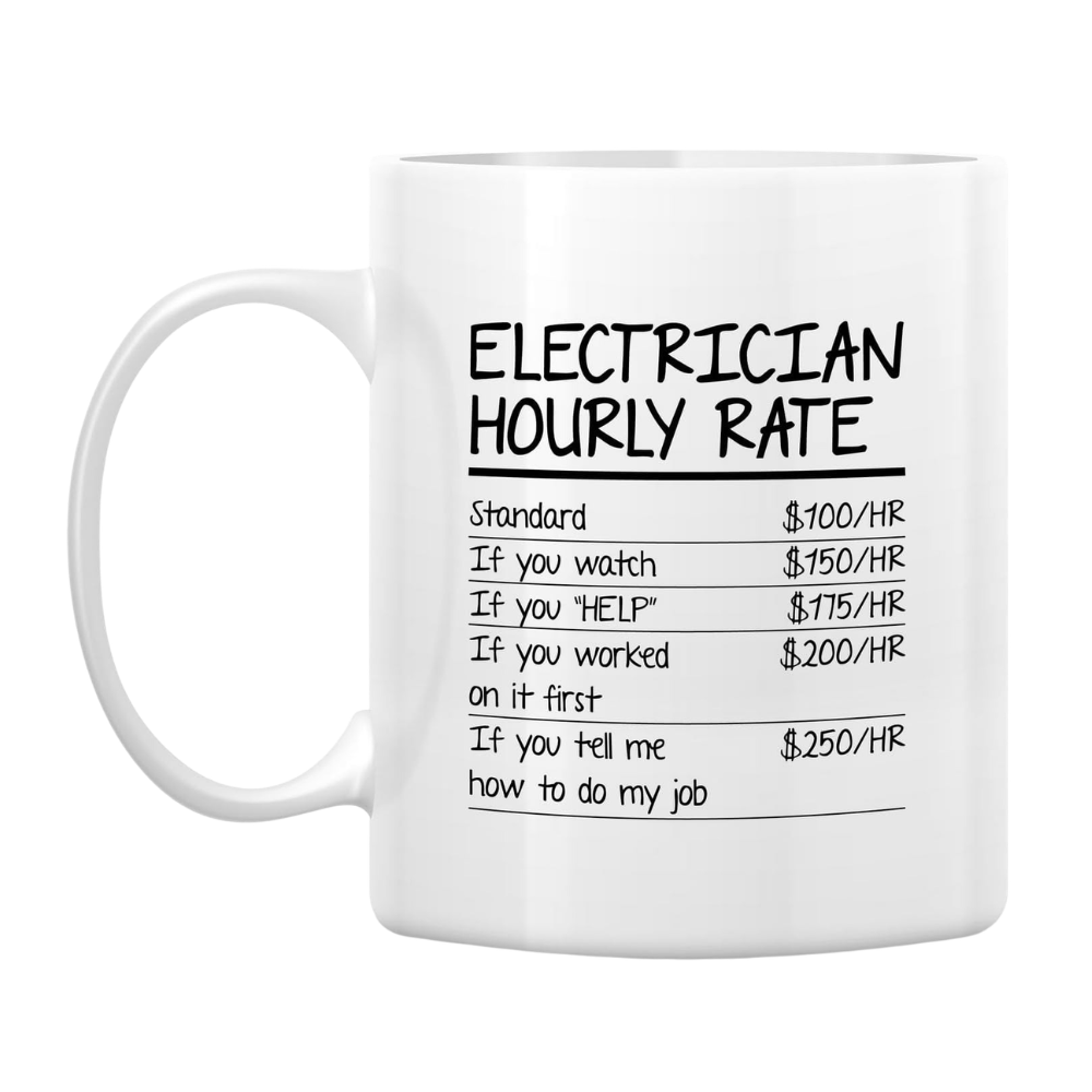 Funny Electrician Hourly Rate Design Coffee Mug