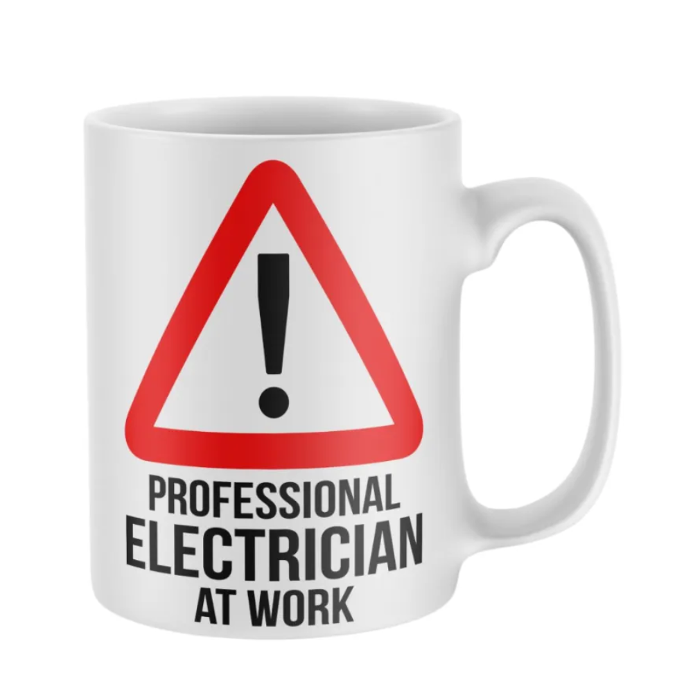 Professional Electrician At Work Printed Mug