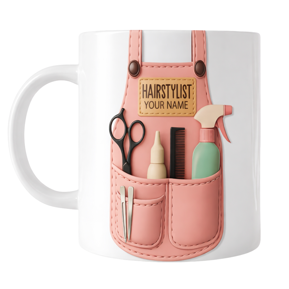 Personalized Name Print Hairstylist Themed 11oz Ceramic Coffee Mug