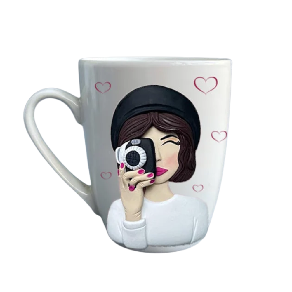 Personalized 3D Female Photographer Design Ceramic Mug