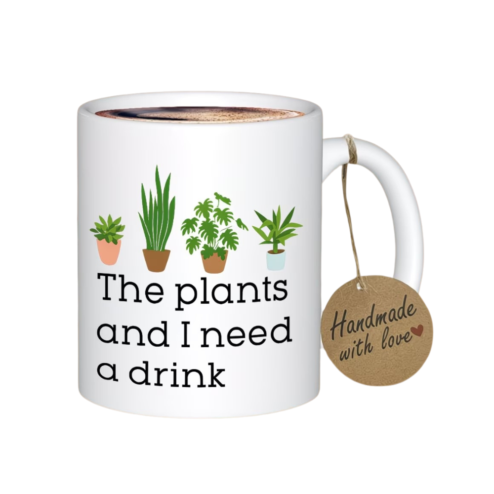Botanical Theme Ceramic Coffee Cup With Funny Text Printed