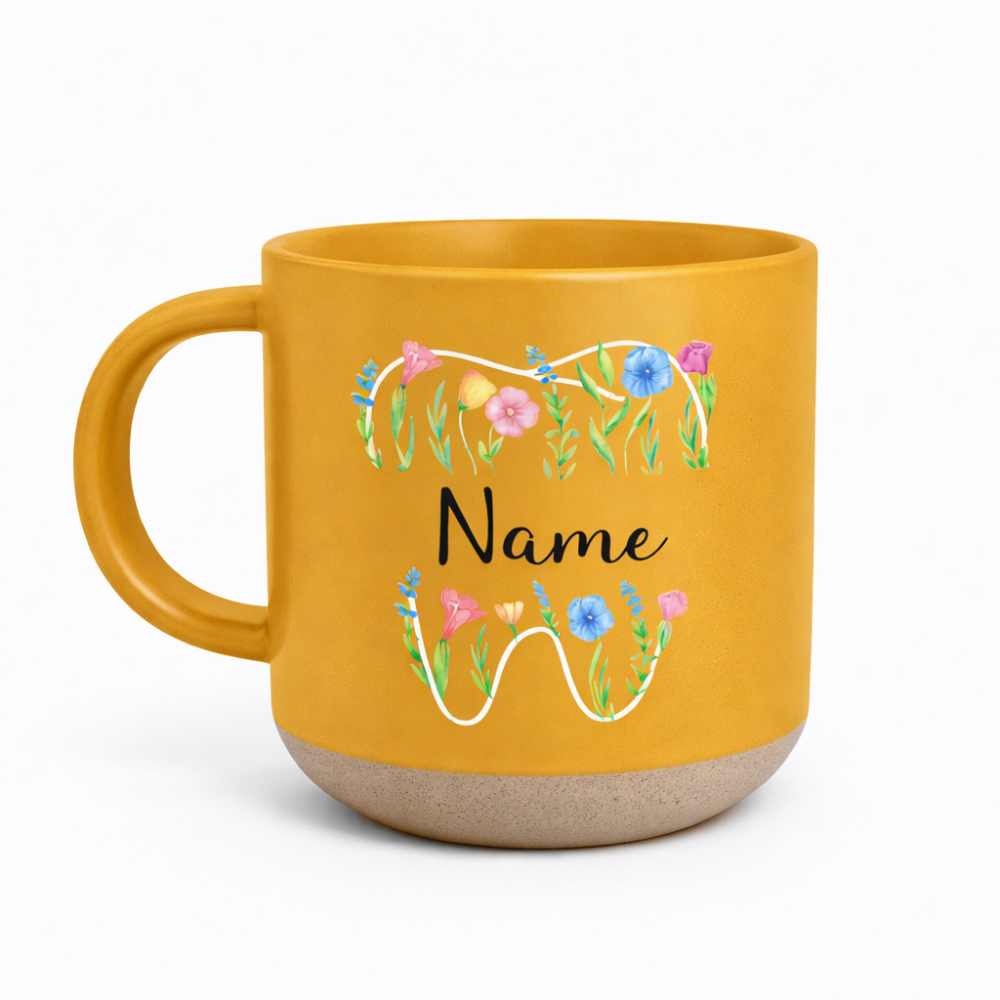 Custom Dental Themed Wildflowers Printed Pottery Mug