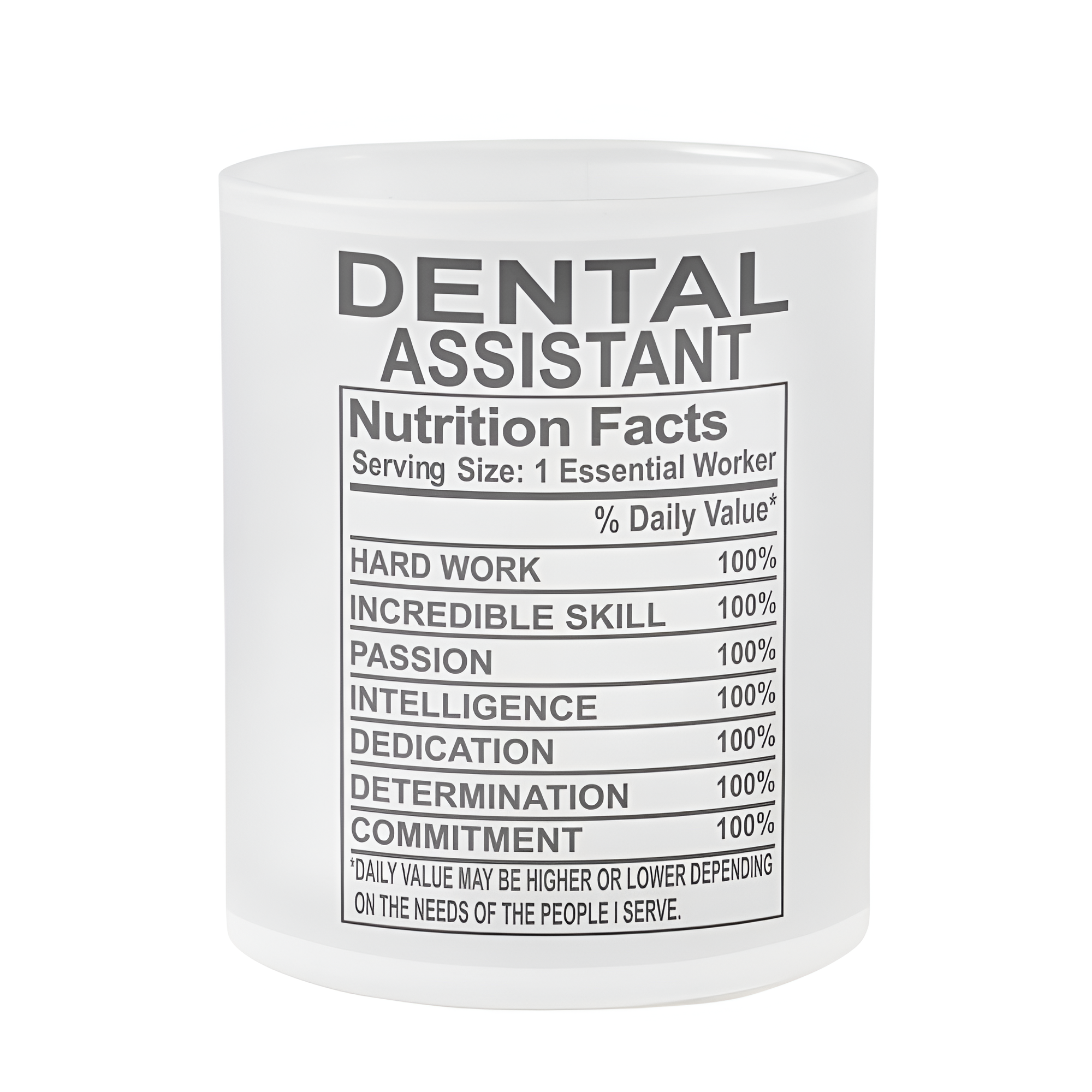 Dental Assistant Nutrition Label Design Printed Coffee Mug