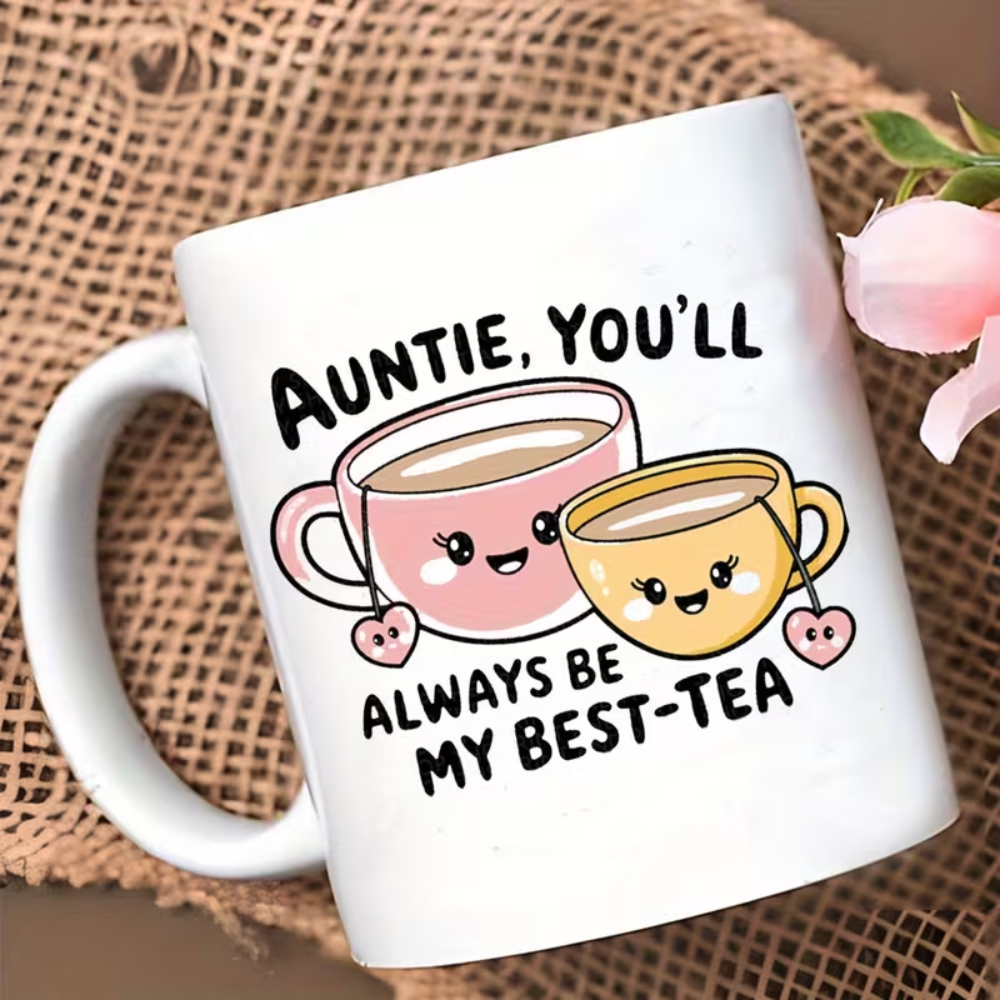 11 oz Ceramic Best Aunt Tea Coffee Mug Cartoon Heart Design Drinkware