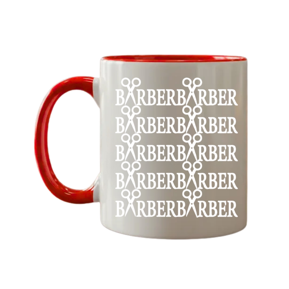 Barber Printed With Scissors Design Coffee Mug