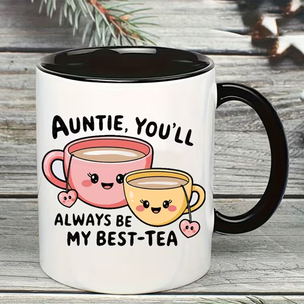 11 oz Ceramic Best Aunt Tea Coffee Mug Cartoon Heart Design Drinkware