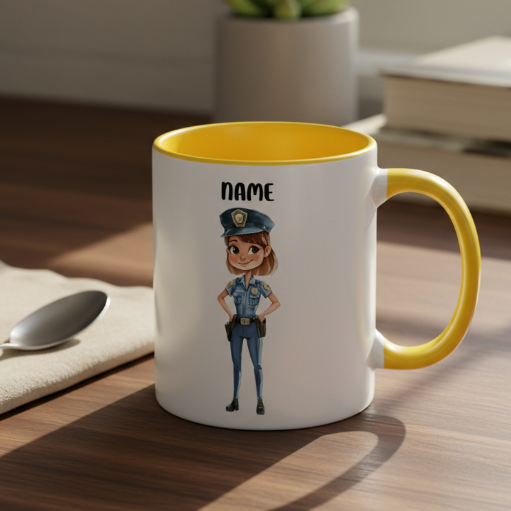 11oz Personalized Police Officer Cartoon Ceramic Mug