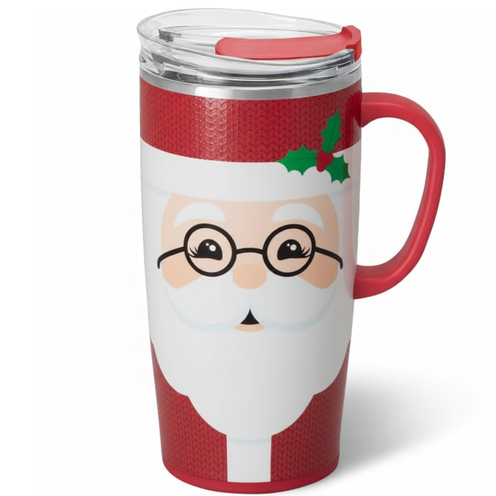 Christmas Insulated Travel Mug With Festive Bow Design
