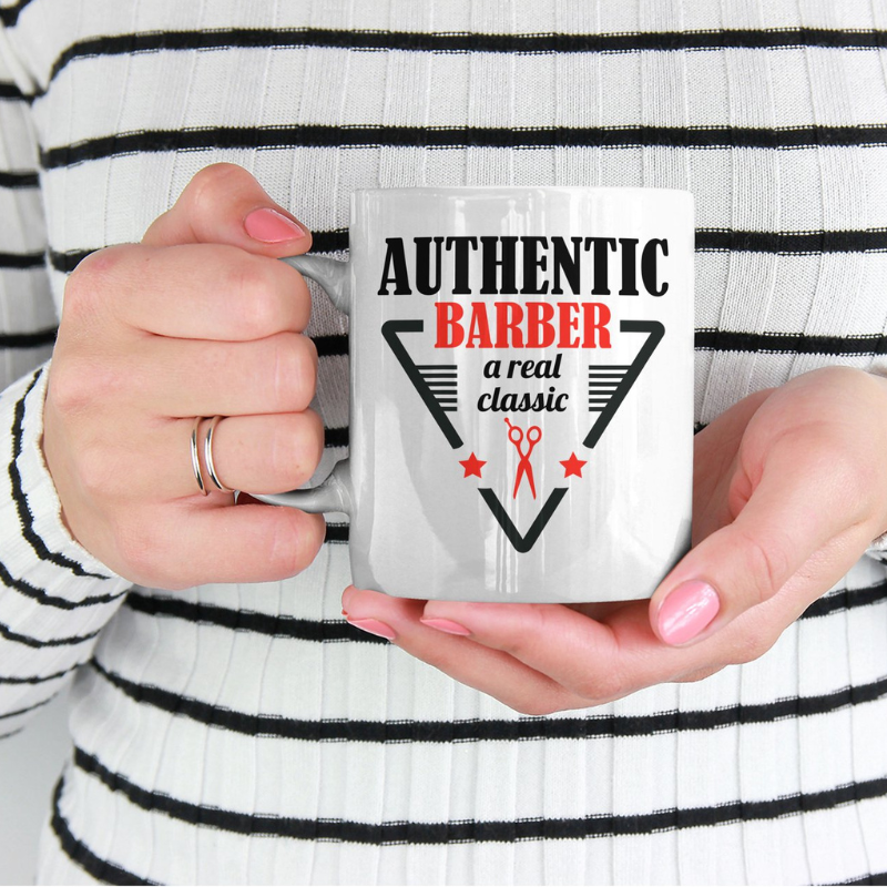 Authentic Barber Appreciation Coffee Mug Classic White Ceramic Barber Gift