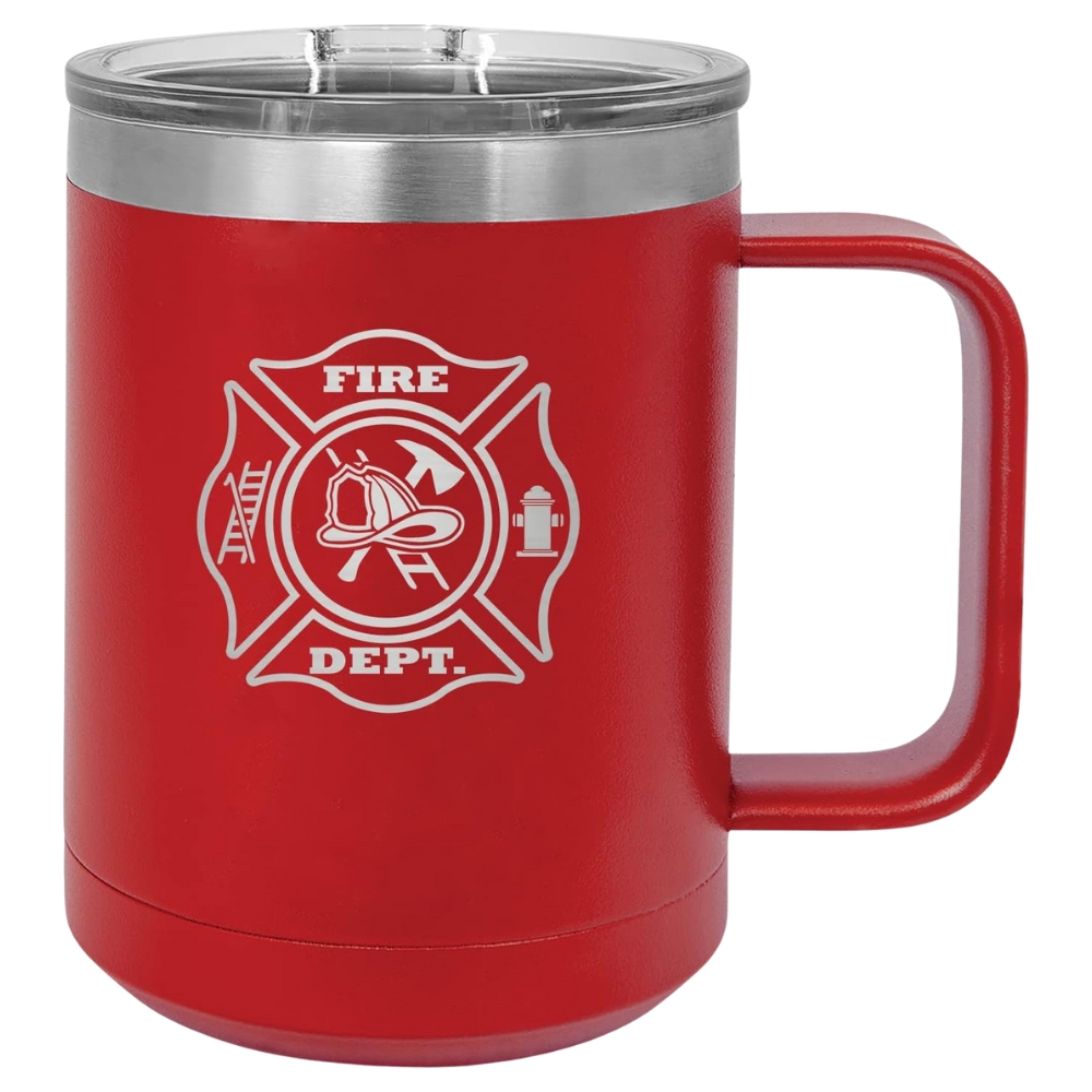 Red Firefighter Stainless Steel Coffee Mug Tumbler With Lid
