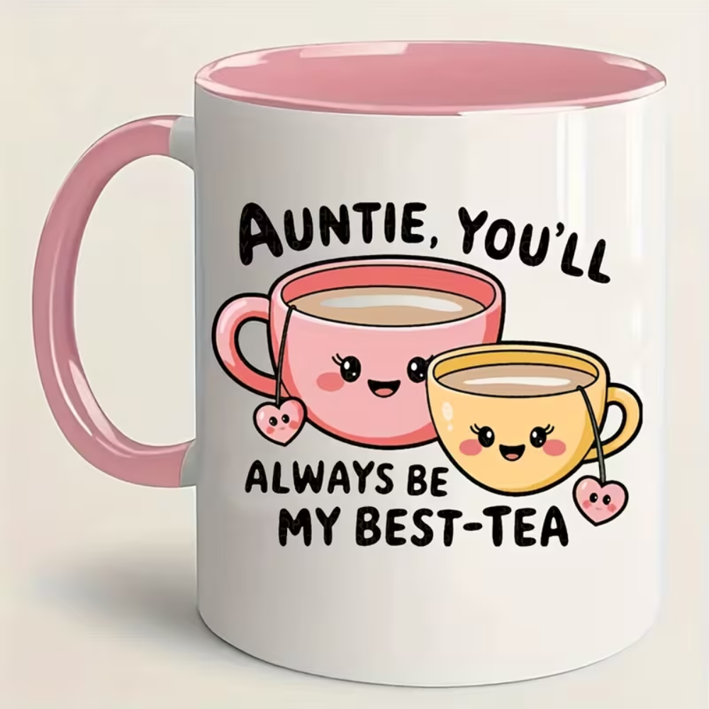 11 oz Ceramic Best Aunt Tea Coffee Mug Cartoon Heart Design Drinkware