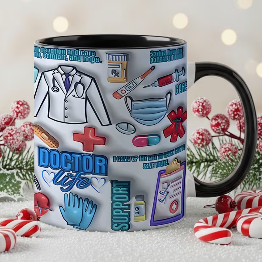 Ceramic Medical Theme Coffee Mug Doctor Nurse Pattern Drinkware