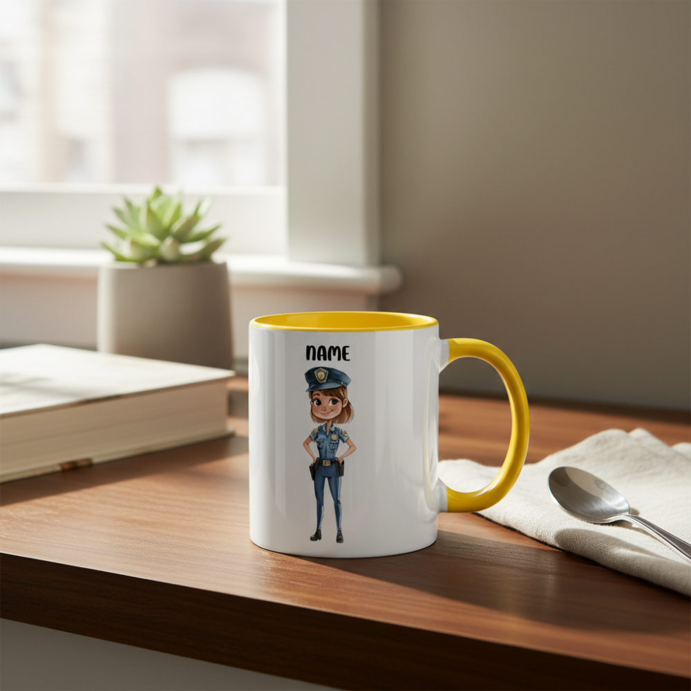11oz Personalized Police Officer Cartoon Ceramic Mug