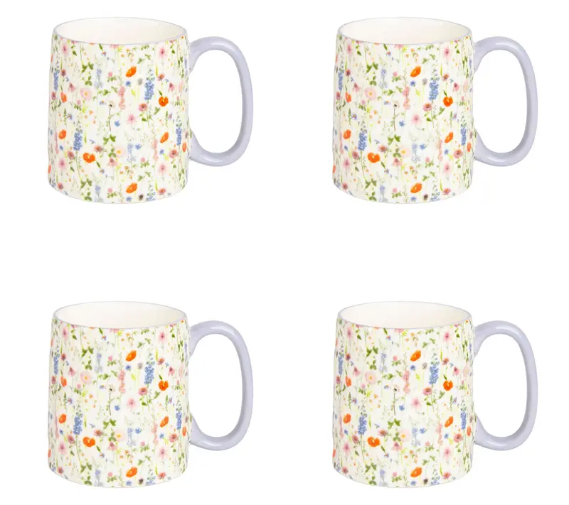 Pack Of 4 Strawberry Street Bella Printed Mug Set