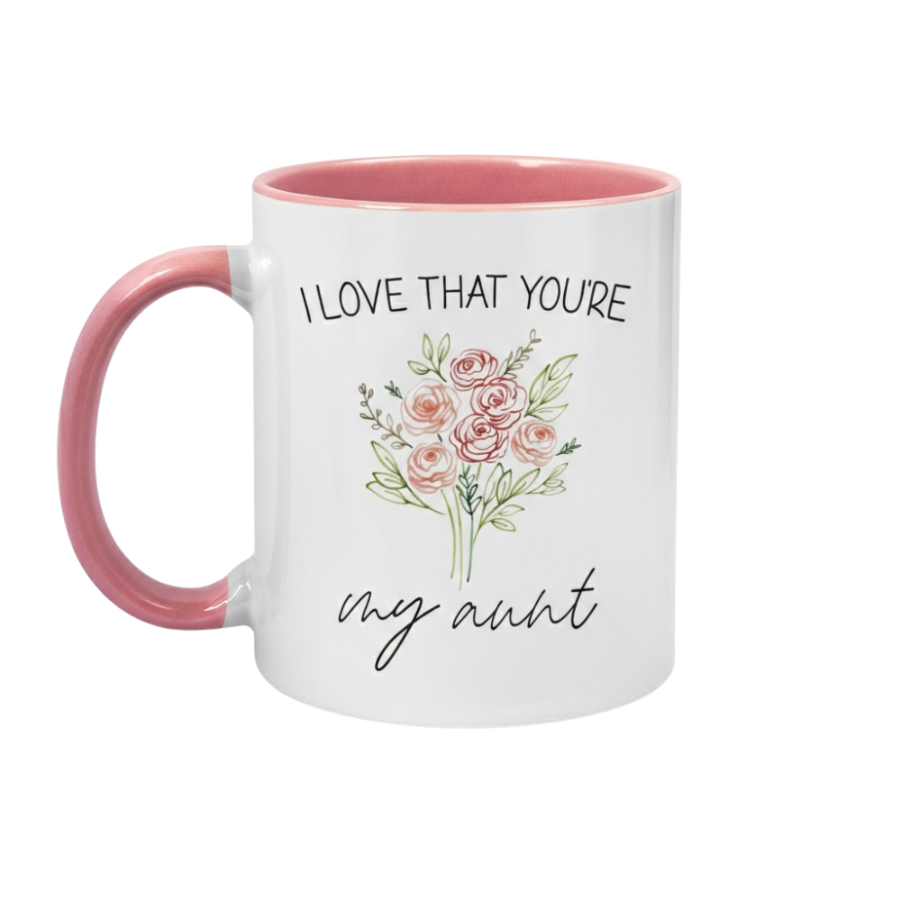 Auntie Message Printed Coffee Mug With Floral Artwork