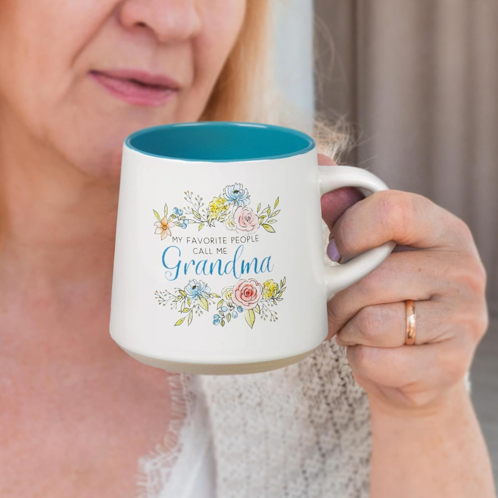 People Call Me Grandma Text Printed 14 Oz Coffee Mug With Floral Design 
