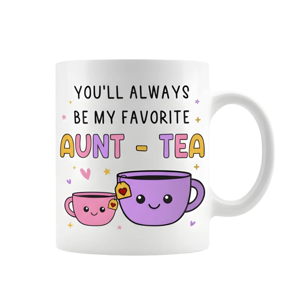 Printed 11oz Ceramic Coffee Mug With Aunt Message