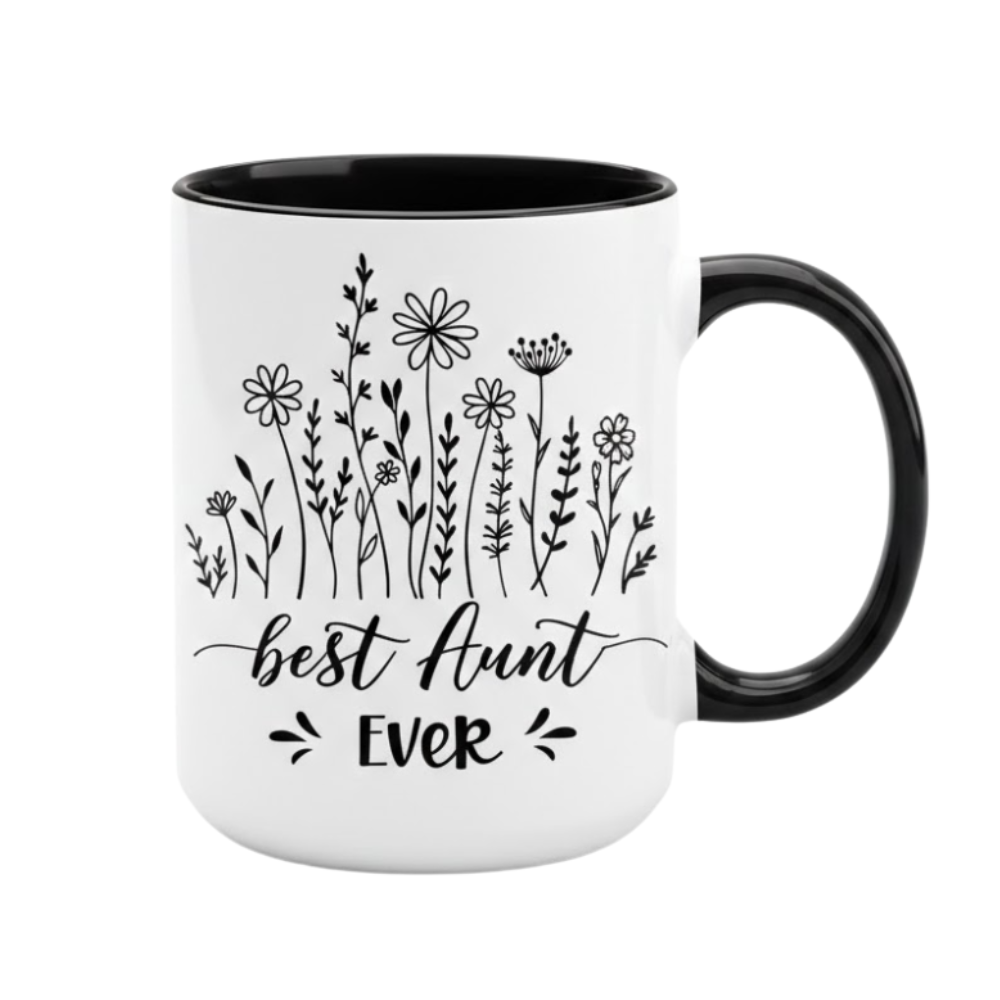 Aunt Text Printed 11 Oz Coffee Mug With Auntie Nutrition Facts Design