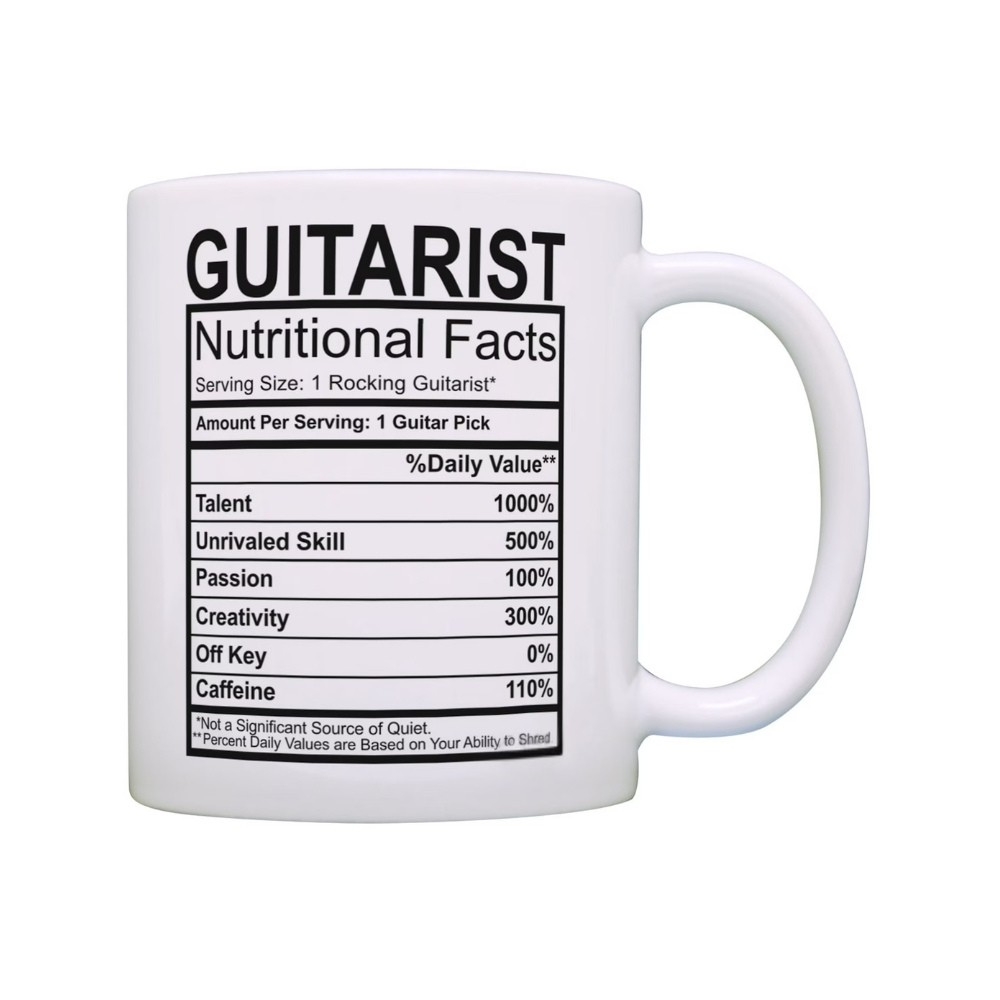 Guitar Mug Guitarist Nutritional Facts Guitar Themed Gifts for Men Coffee Mug