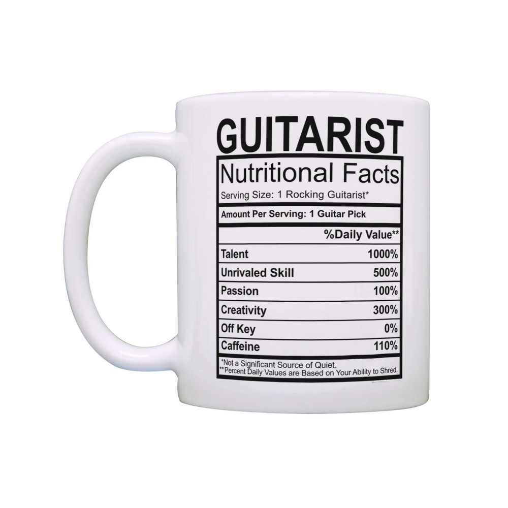 Guitar Mug Guitarist Nutritional Facts Guitar Themed Gifts for Men Coffee Mug