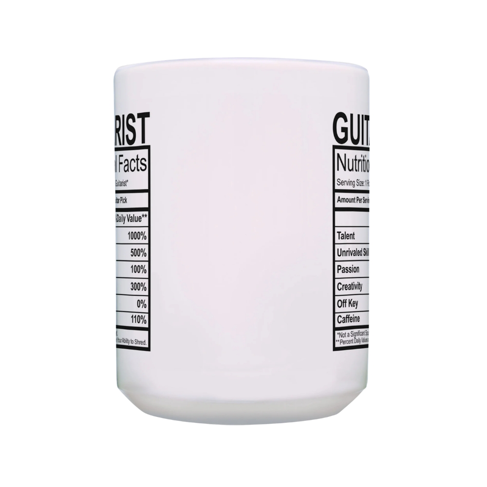Guitar Mug Guitarist Nutritional Facts Guitar Themed Gifts for Men Coffee Mug