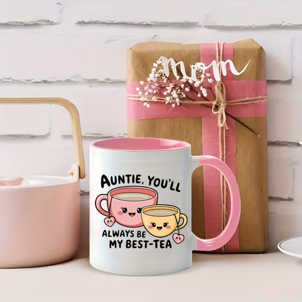 11 oz Ceramic Best Aunt Tea Coffee Mug Cartoon Heart Design Drinkware