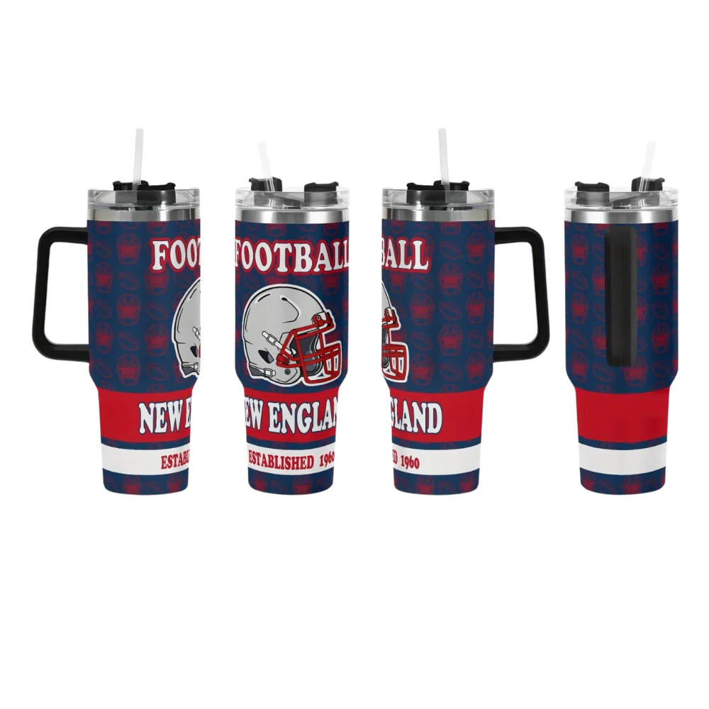 40oz New England Patriots Football Themed Stainless Steel Travel Tumbler