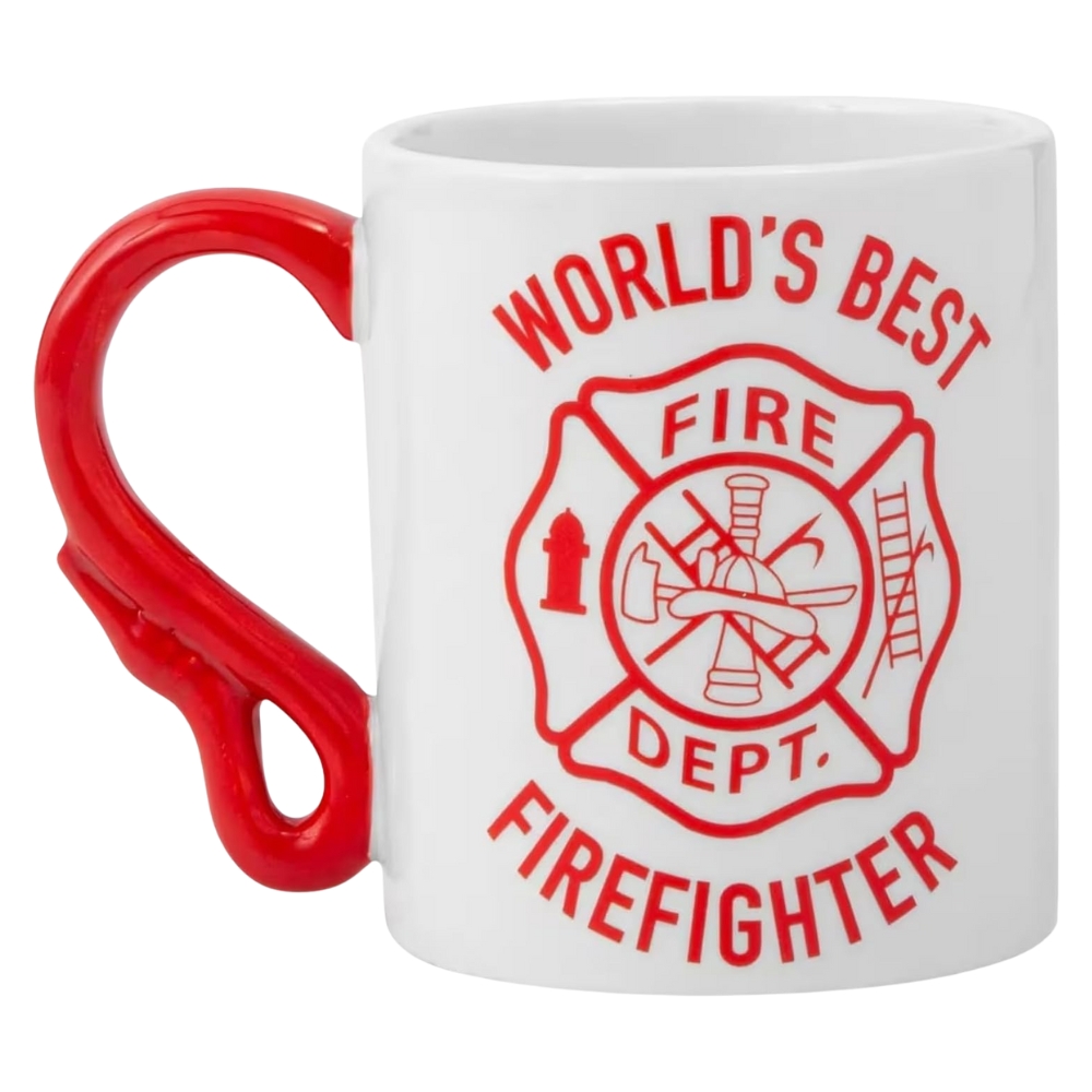 World’s Best Firefighter Ceramic Coffee Mug with Hose Handle