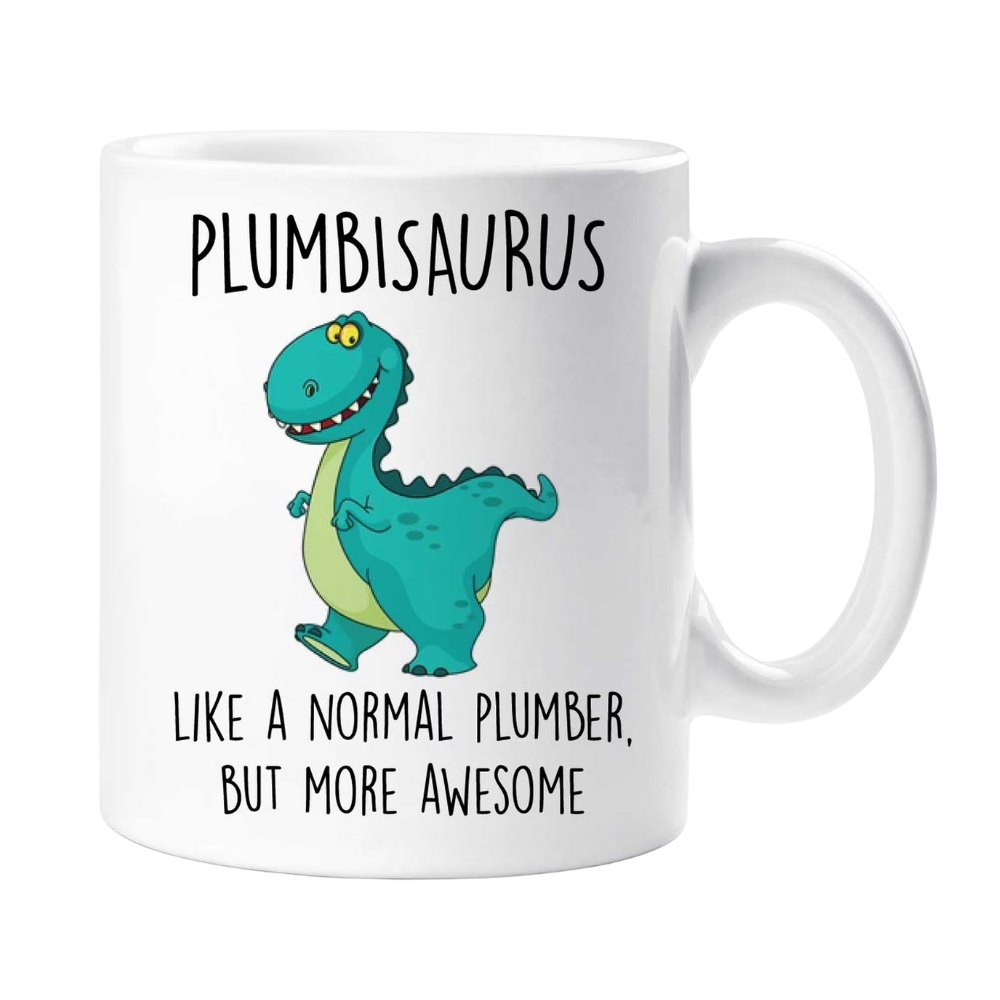 Plumbisaurus Mug Plumber Dinosaur Fathers Day Funny Mug Present