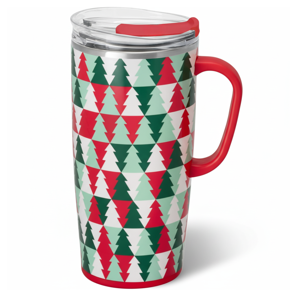 Christmas Insulated Travel Mug With Festive Bow Design