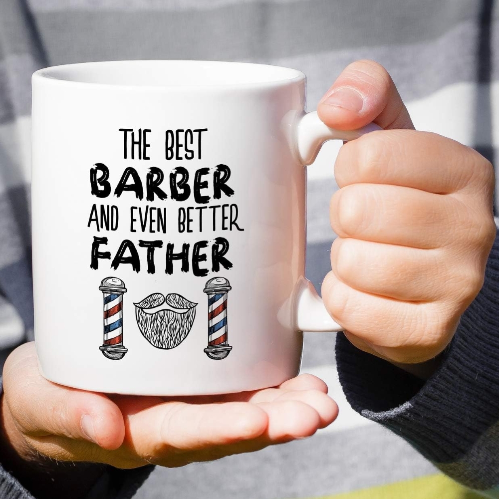 Best Barber Even Better Father Hairstylist Hairdresser 11 Oz Ceramic Coffee Mugs 