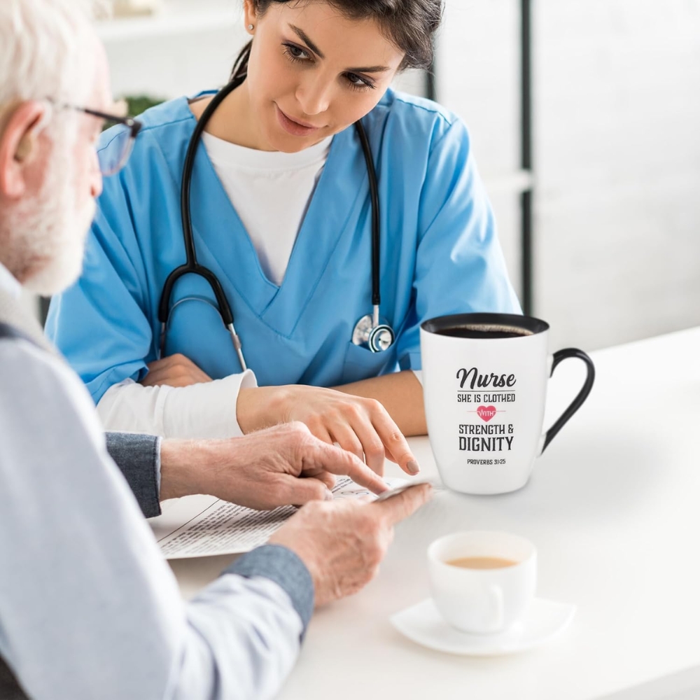 Christian Art Gifts Inspirational Ceramic Coffee & Tea Scripture Mug for Women Nurses