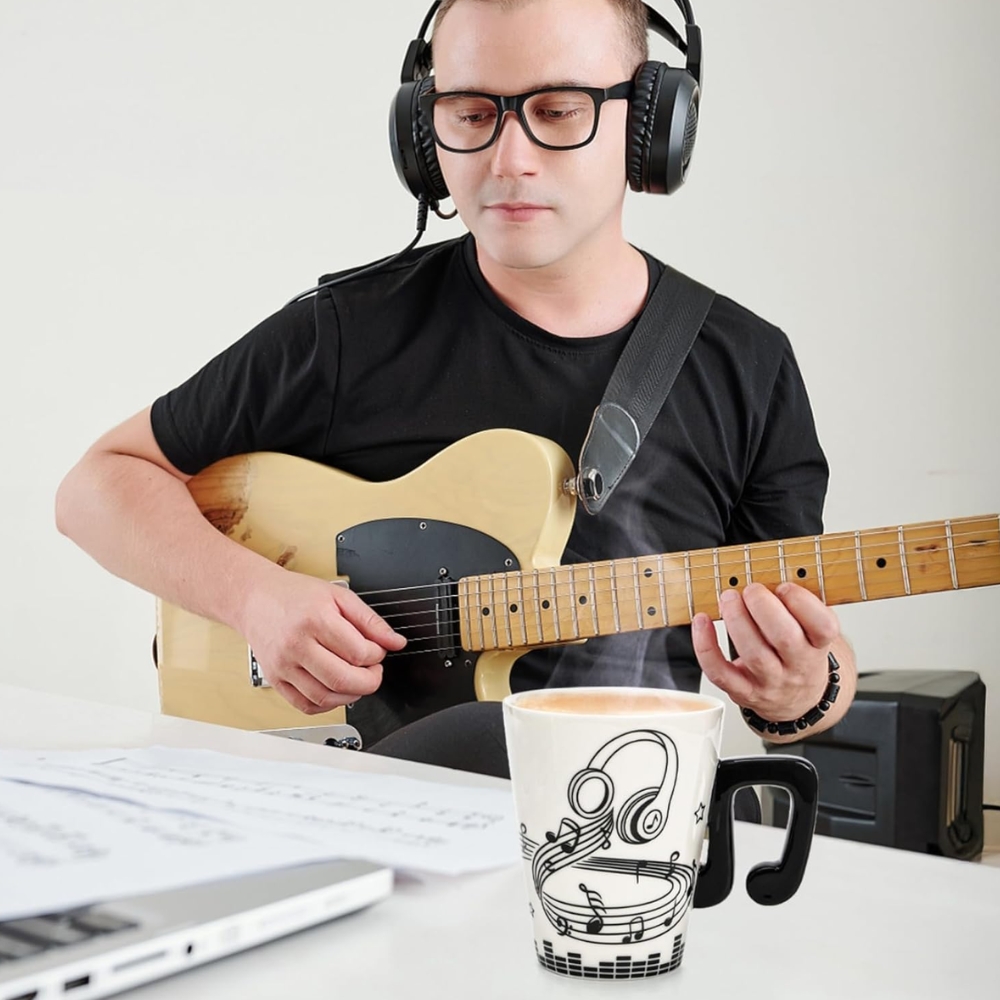 2 Pack Music Mug, 13 Oz Ceramic Gift Musical Mug for Music Lovers Teachers