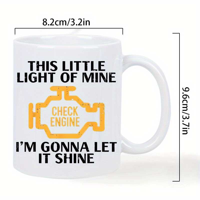 1pc 11oz Check Engine Insulated Ceramic Coffee Mug Reusable Hand