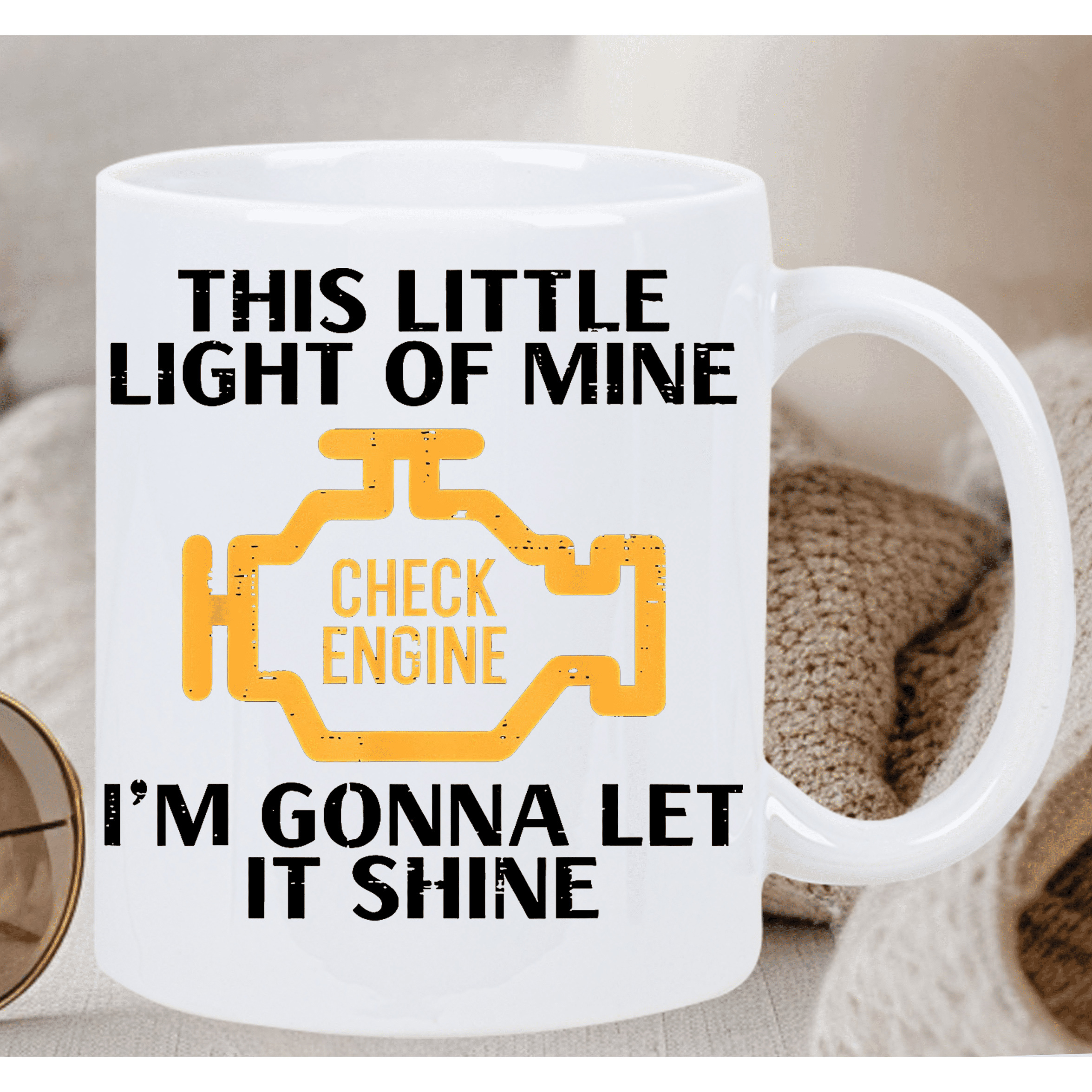 1pc 11oz Check Engine Insulated Ceramic Coffee Mug Reusable Hand