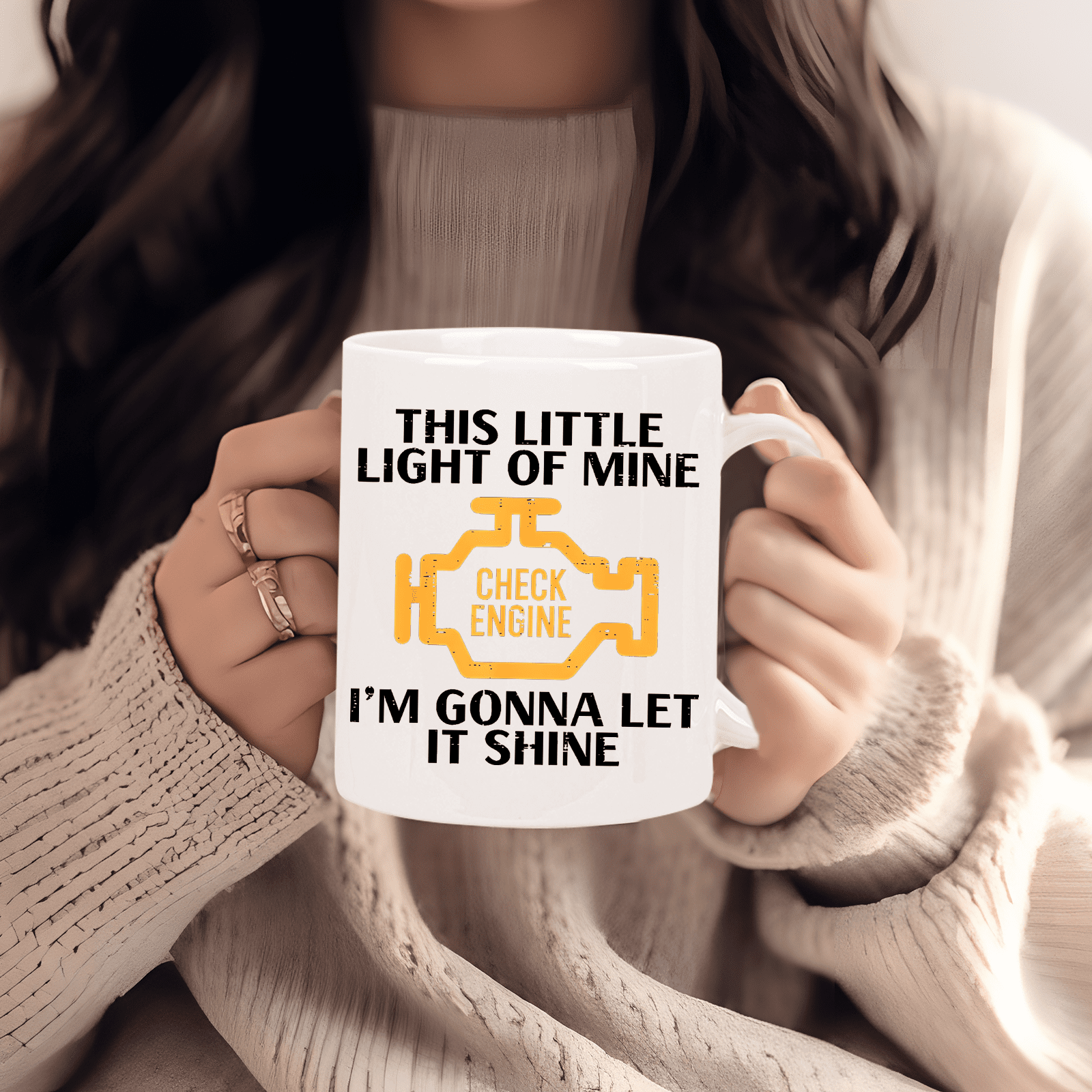 1pc 11oz Check Engine Insulated Ceramic Coffee Mug Reusable Hand