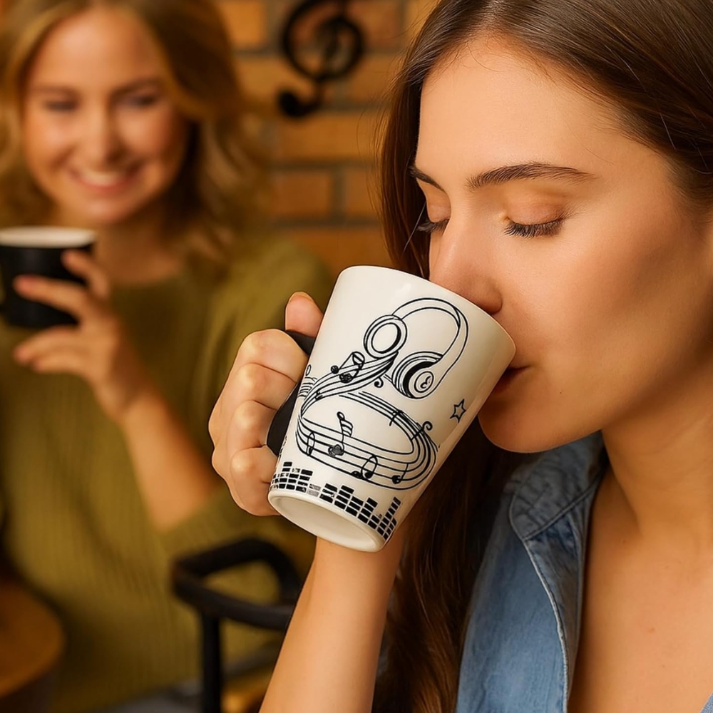 2 Pack Music Mug, 13 Oz Ceramic Gift Musical Mug for Music Lovers Teachers