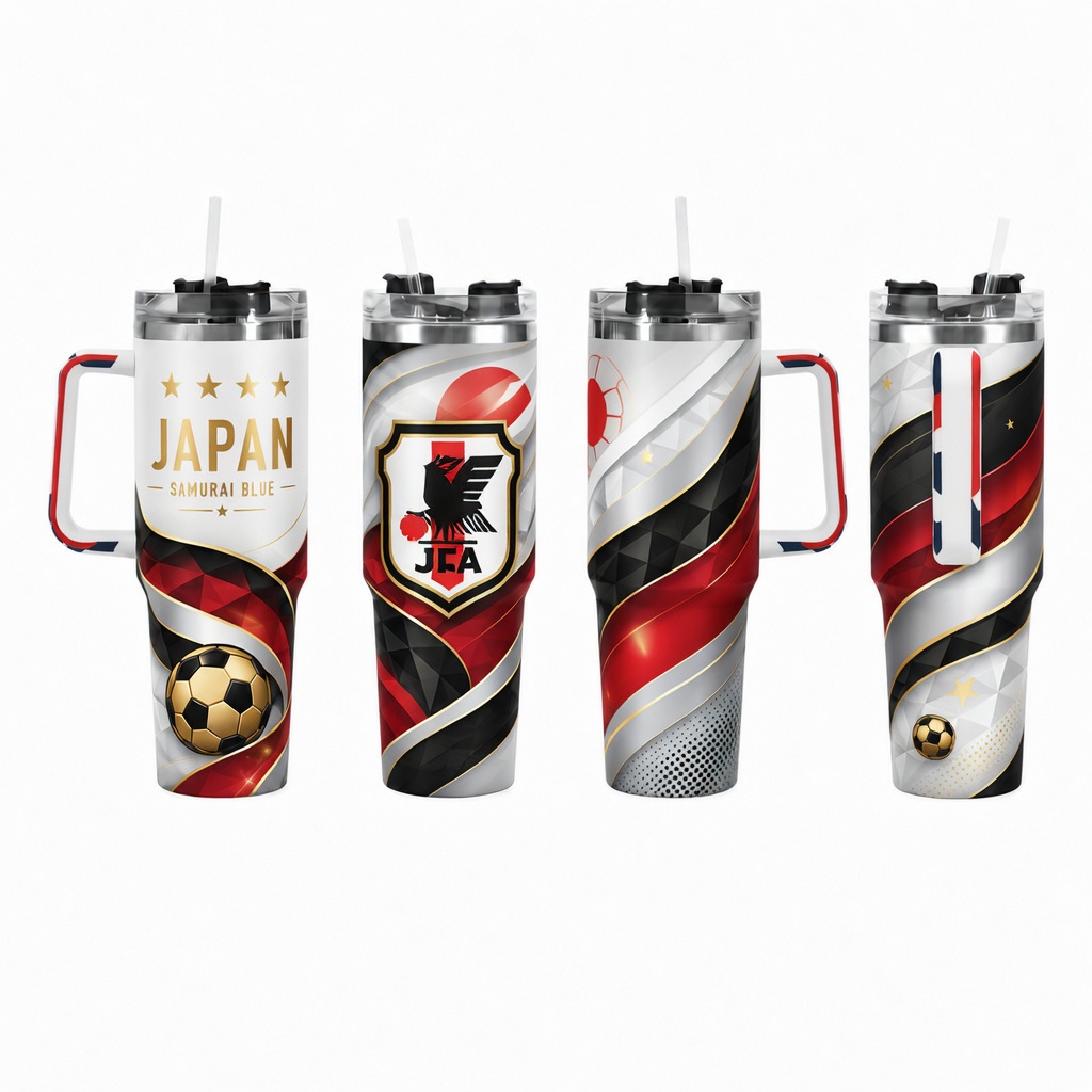 FIFA 2026 Japan Football Sports All Over Printed 40oz Tumbler With Straw And Lid