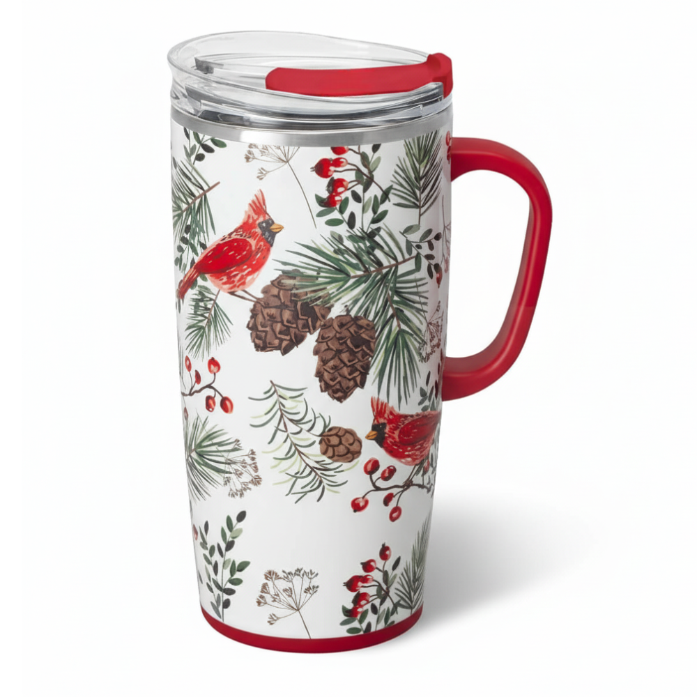 Christmas Insulated Travel Mug With Festive Bow Design