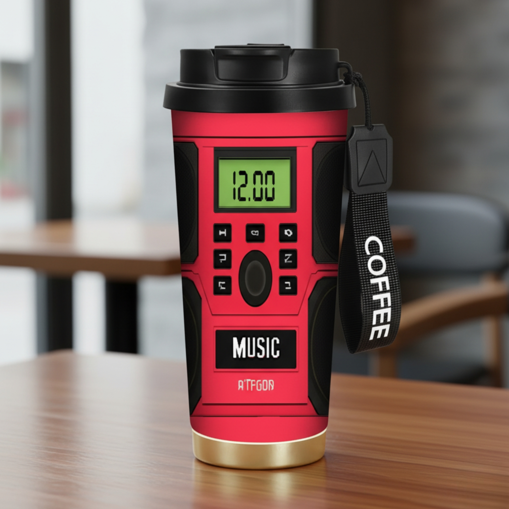 18oz Stainless Steel Digital Travel Coffee Mug With Music Control
