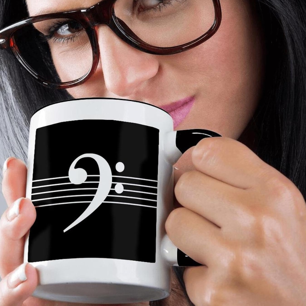 Black Bass clef F-clef on musical staves staff - music musician gift